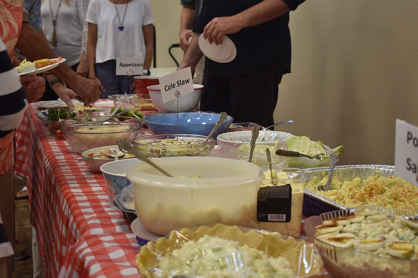The long table of appetizers set the stage for the fish.