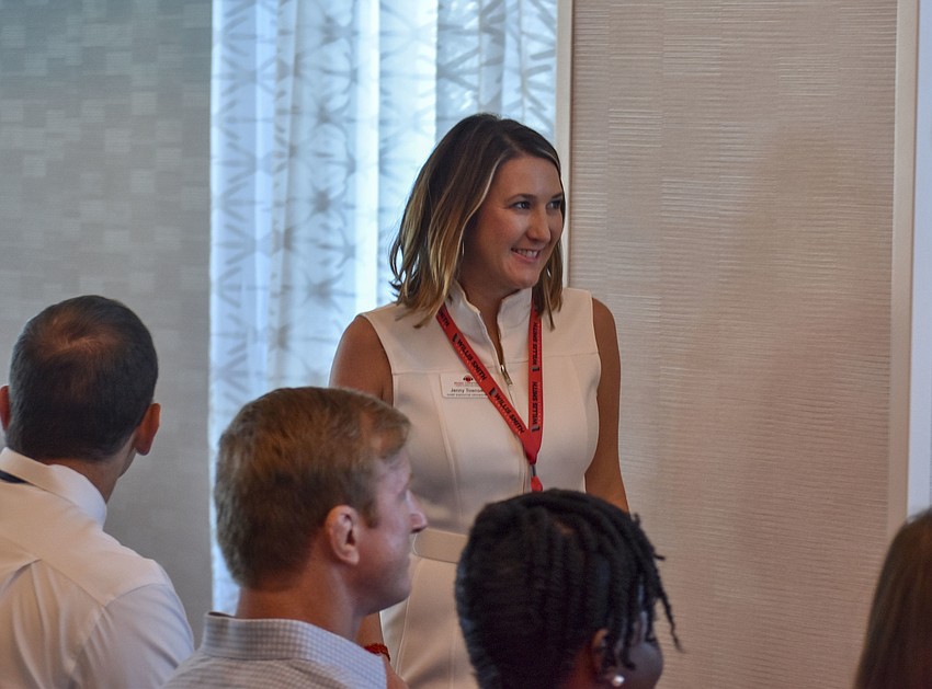 Jenny Townsend, president and owner of Music Compound, is all smiles after she is named the 2019 Young Professional of the Year.