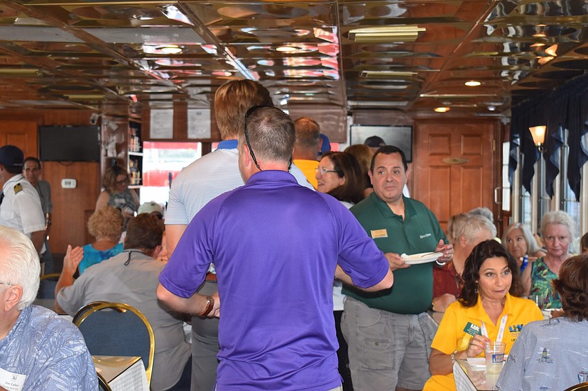 The bar line stretched most of the length of the boat at first.