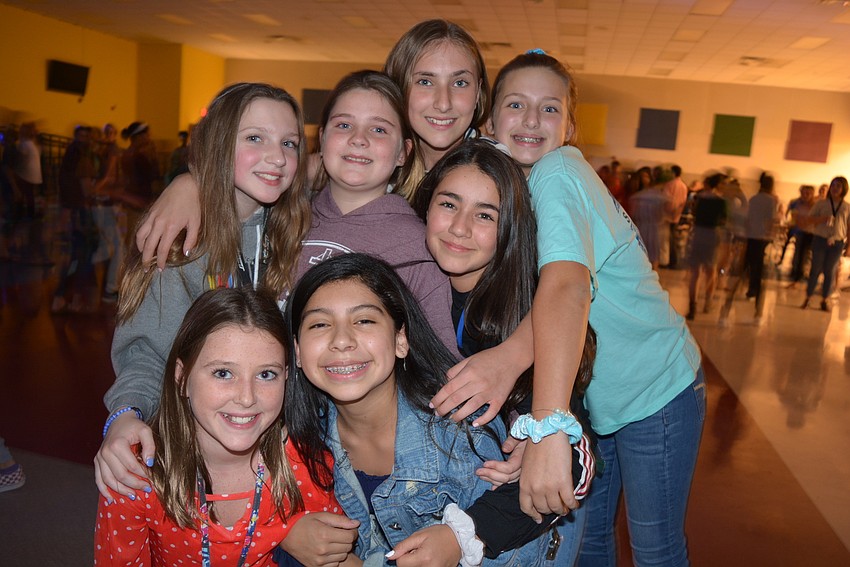 Clockwise from bottom left are: Alexis Elmore, Isabelle Jacobson, Hailey Weeks, Ana Mikanovic, Avery Lancastr, Camilla Ruiz and Scarlet Salazar.