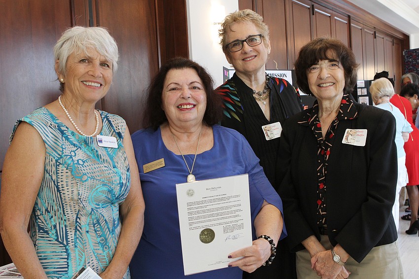 Alice Newlon, Suncoast Commission on the Status of Women President Gini Hyman, Lucy Lapides and Rosalie Shaffer