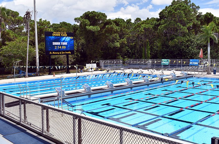 The pool at Selby Aquatic Center is Olympic-sized, allowing the Sarasota Sharks to practice on longer courses.