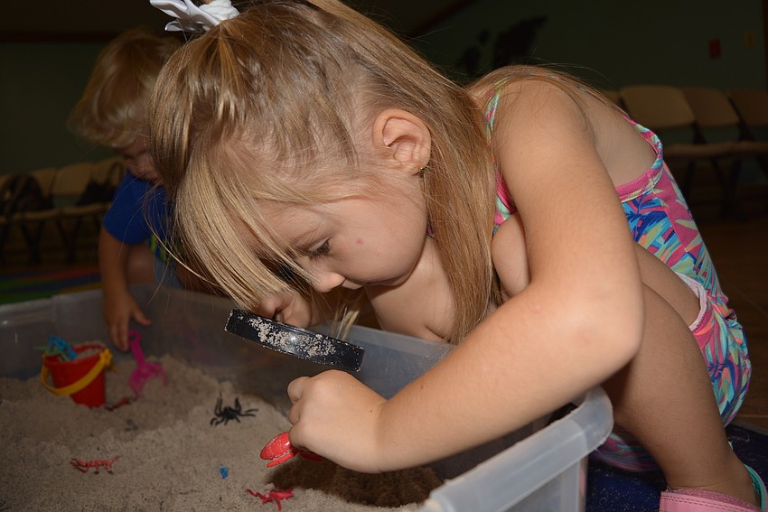 Four-year-old Taylor Goulet, visiting her great grandmother Roselyn Goulet (not pictured) in Lakewood Ranch, enjoyed the festivities. 