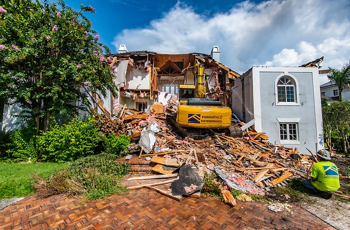 Perrone Construction began demolishing the home at 1233 Hillview Drive earlier this month. Photo courtesy Perrone Construction