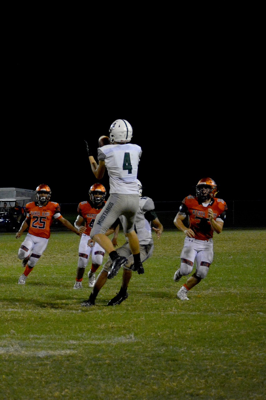 Lakewood Ranch wideout Zane Spiekerman recovers an onside kick attempt.