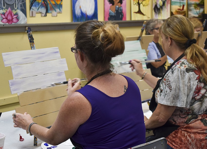 Instead of sticking to the green outline, some of the painters chose their own backdrop color.