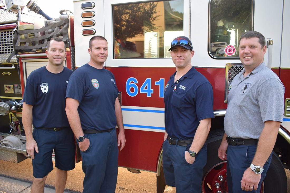 East Manatee firefighters Steve Ryckman, Daniel Dunkum, Mike Hamilton and Shawn Battick all volunteered to respond to Hurricane Dorian&#39;s potential catastrophic impact on Florida&#39;s east coast.