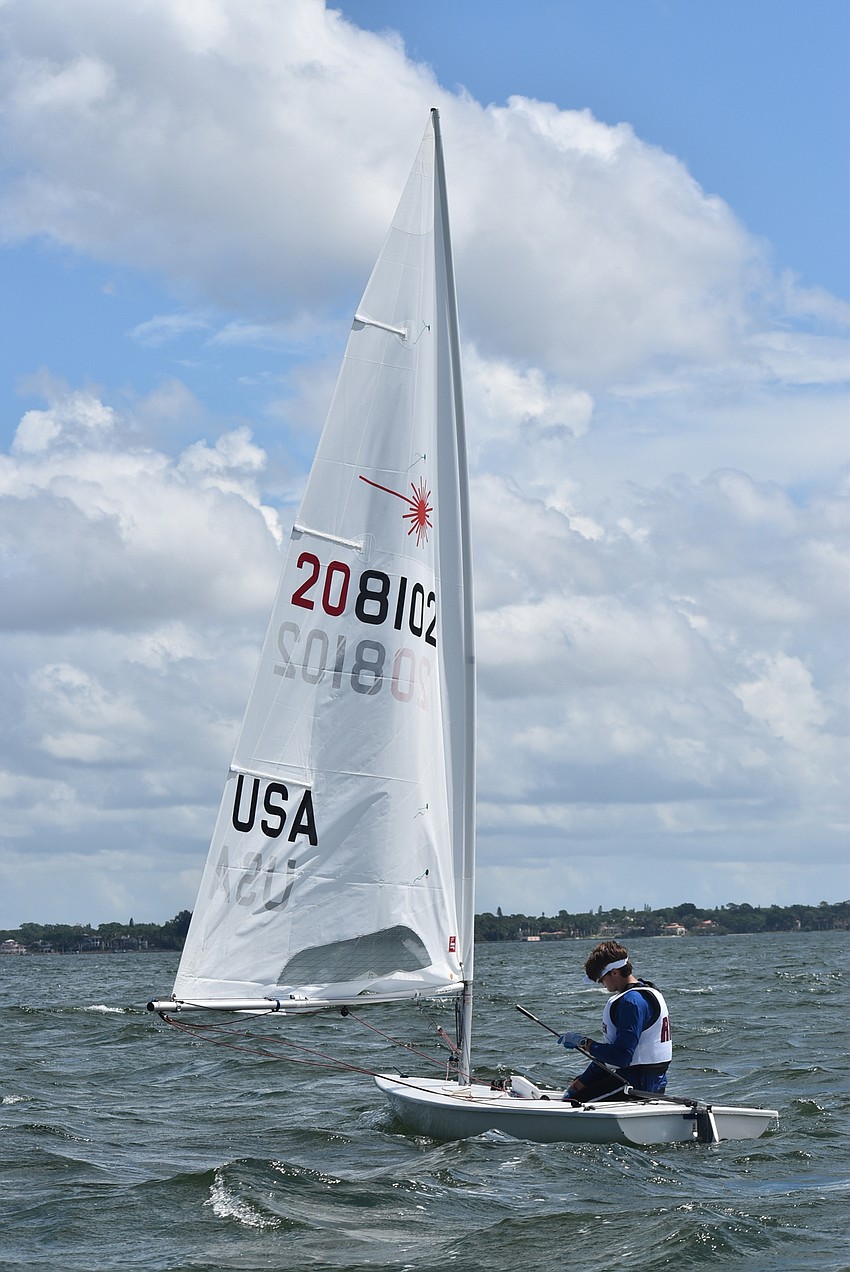 Peter Eberley prepares to sail.