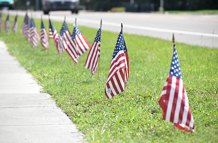 Longboat Key's Sept. 11 memorial consists of 2,977 flags arrayed along Gulf of Mexico Drive.