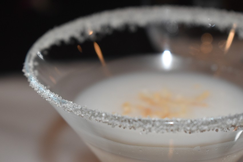 The final course included a coconut drink rimmed with coconut sugar.