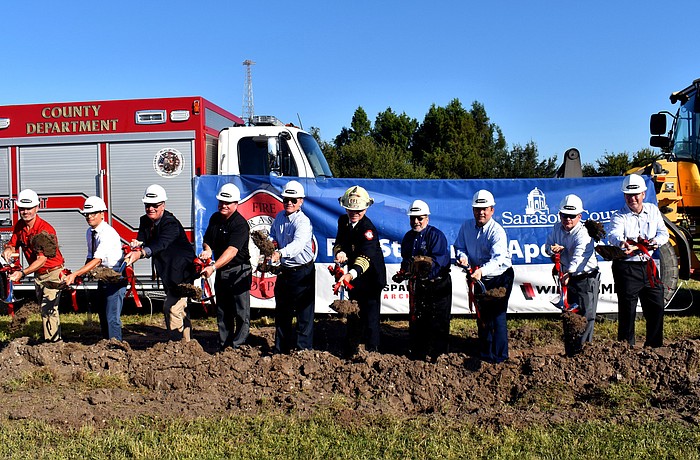 County officials, fire department personnel and officials from Willis A. Smith Construction broke ground on the Apex Road Fire Station.