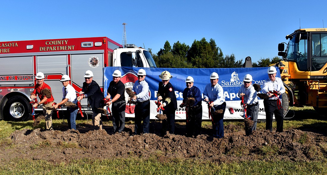 County officials, fire department personnel and officials from Willis A. Smith Construction broke ground on the Apex Road Fire Station.