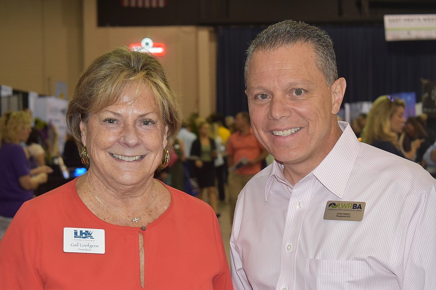 East truly meets West. Longboat Key Chamber of Commerce president Gail Loefgren and Lakewood Ranch Business Alliance CEO Dom Dimaio.