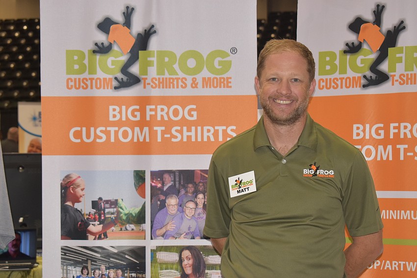 Matt Baehr brought samples of T-shirts made at his business for people to see.