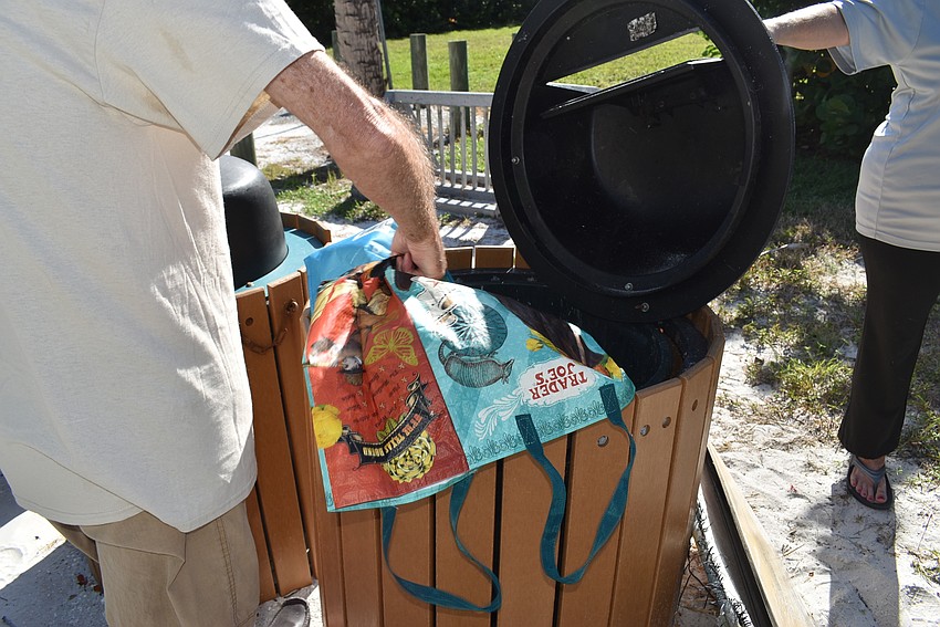 Trash going where it belongs.