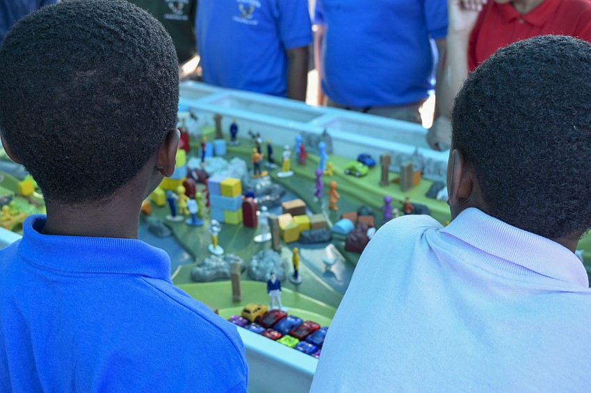 Ky'mani Reed and Terrell Jones stair at the watershed.