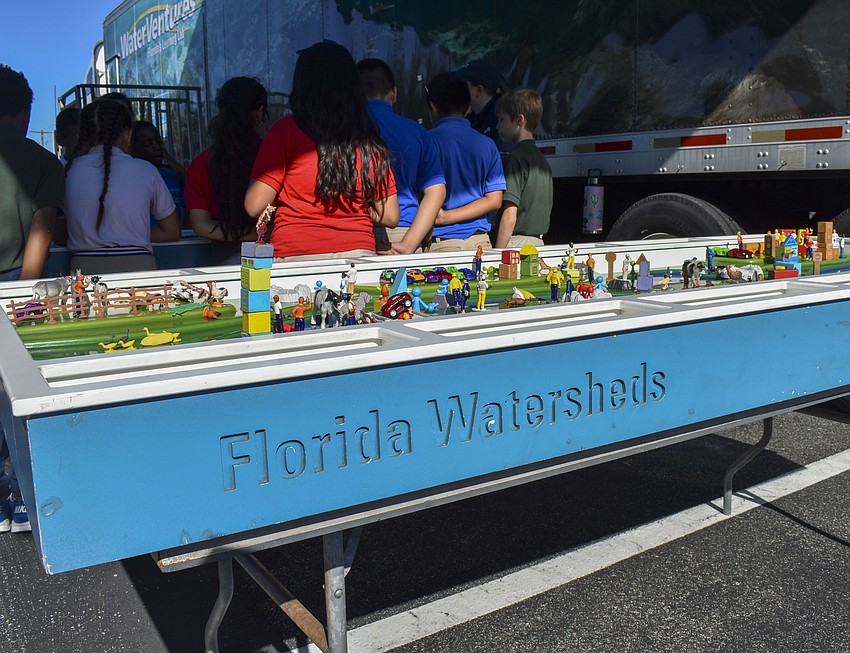 Two watershed dioramas were set up for the fifth grade classes to play with.