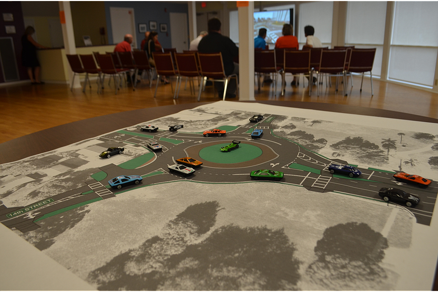 The city has held tabletop demonstrations of how the roundabout at Fruitville Road and U.S. 41 would work.