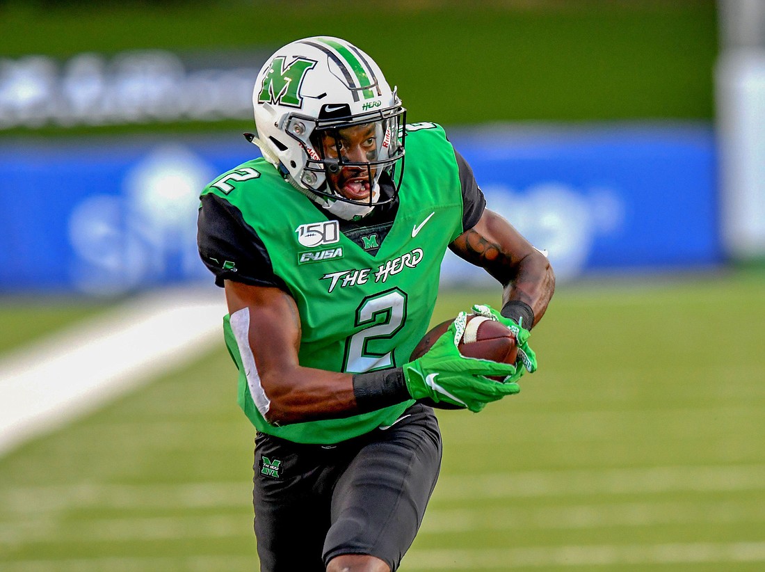 Artie Henry is making an impact at Marshall at wide receiver. Photo courtesy Marshall Athletics.