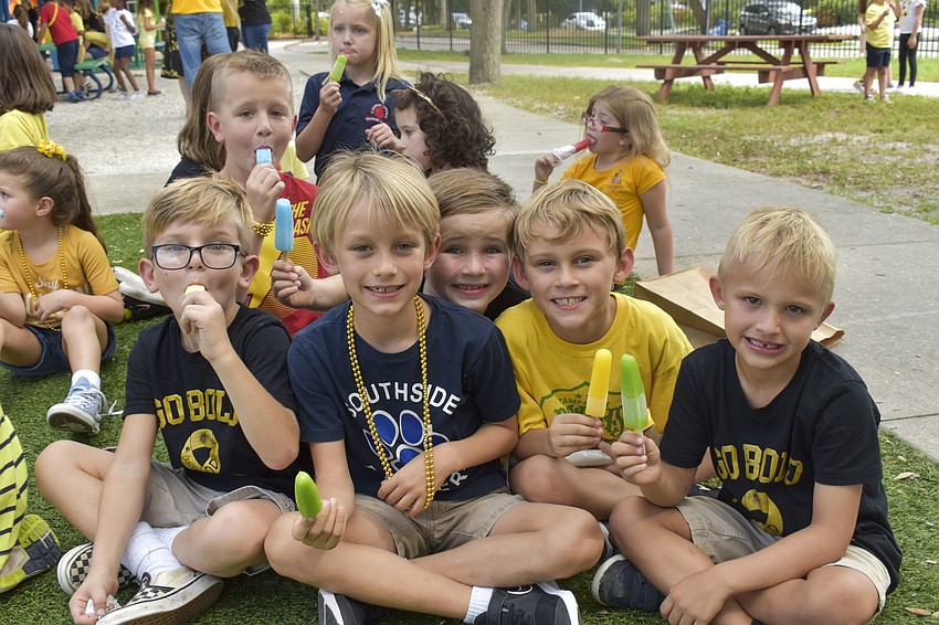 First graders John Lane, Pierce Schwager, Grant Toale, Nolan VanOverbake and Riordan Esper