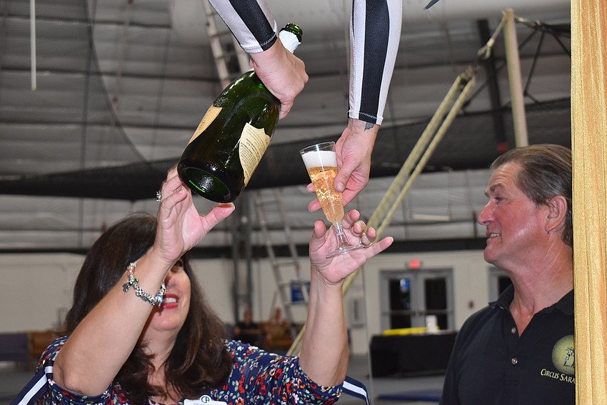 Perfectly bubbly champagne from above.