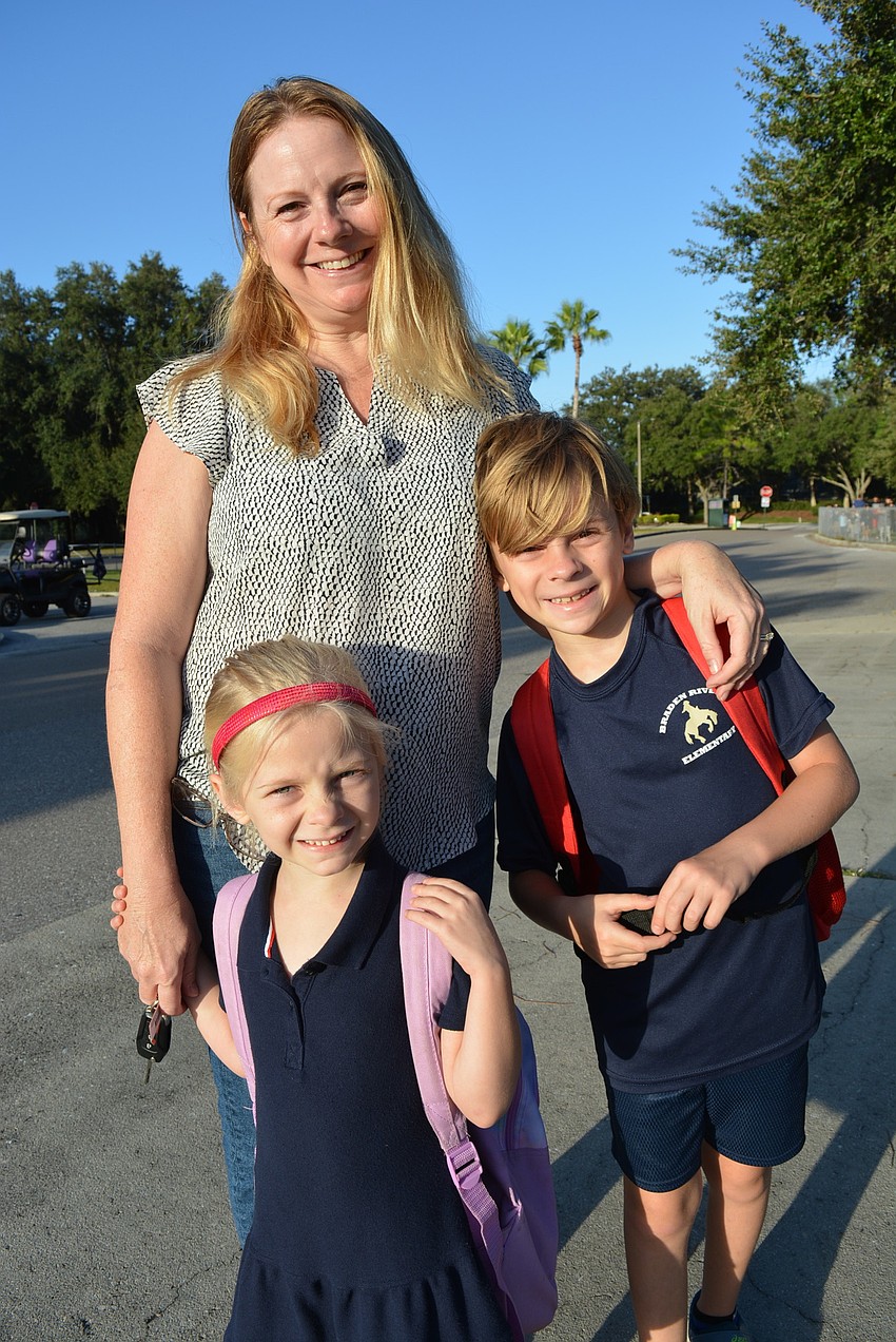 Bridget Colcu parked and walked with her children, Lilly and Brady.