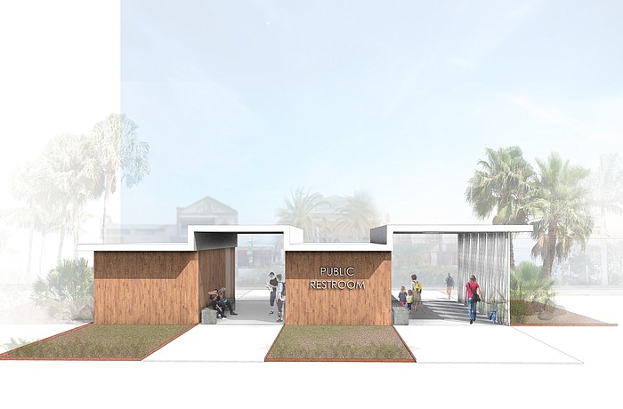 The St. Armands BID is working with an architecture firm to modify the previously approved design of the restroom structure, depicted above.