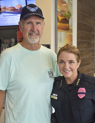 Doug Spencer and Sarasota Police Chief Bernadette DiPino