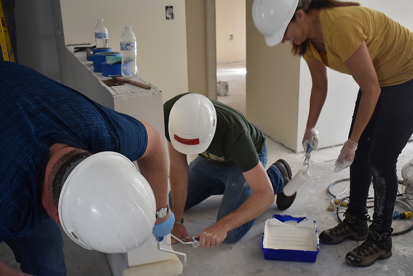 Hard hats were a requirement on the site.