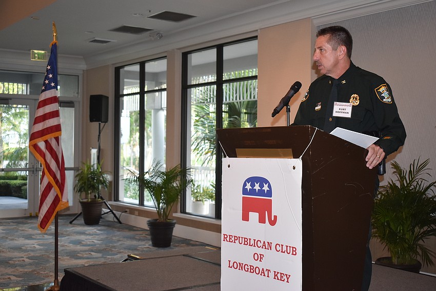 Col. Kurt Hoffman spoke to the crowd about his candidacy for Sarasota County Sheriff.