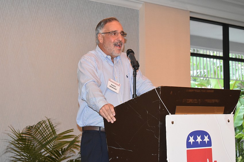 Andy Berger spoke to the crowd.