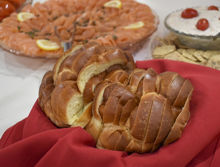 Challah bread was one of the many foods available at the buffet.
