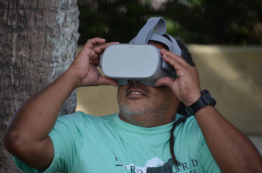 Ken Pelayo of Thoroughbred Motors in Sarasota enjoyed a virtual reality presentation.