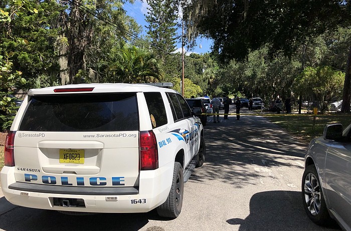 The Sarasota Police Department shared this image of the scene where officers are investigating the deaths. Photo courtesy Sarasota Police Department.