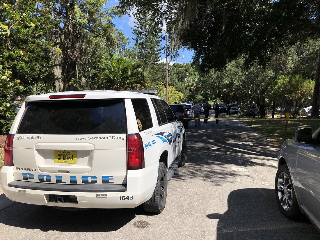 The Sarasota Police Department shared this image of the scene where officers are investigating the deaths. Photo courtesy Sarasota Police Department.