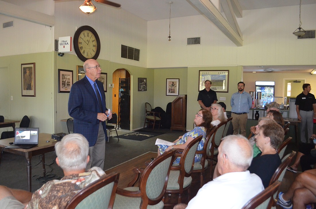 City Manager Tom Barwin speaks at a workshop regarding parkland at Bobby Jones Golf Club on Tuesday, Oct. 15.