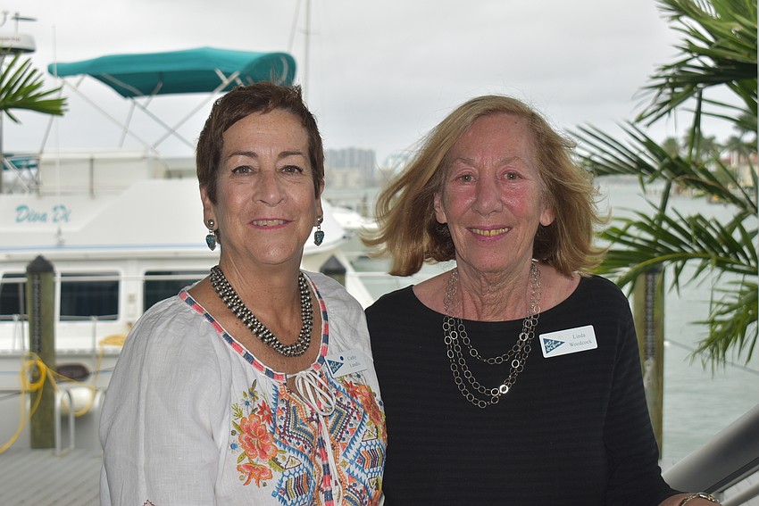 Cathy Landis and Linda Woodcock were some of the first to venture outside.
