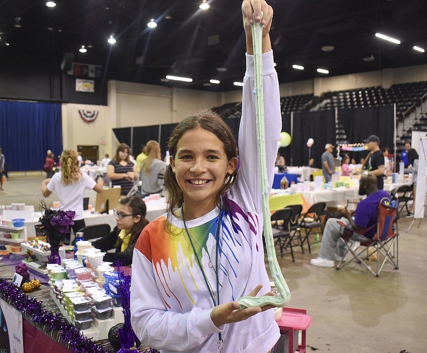 Bryn Famiglio, 11, was the leading force in the Slime Festival coming to fruition.