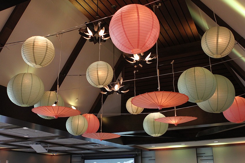 Paper lanterns hung from the ceiling.