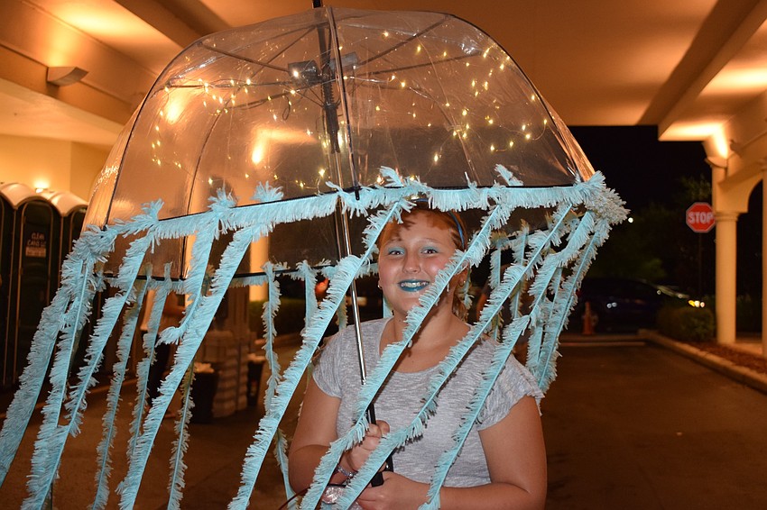 Lakewood Ranch's Valerie Stolte, 10, shows off her handmade jellyfish costume. Stolte made the costume with her mom.