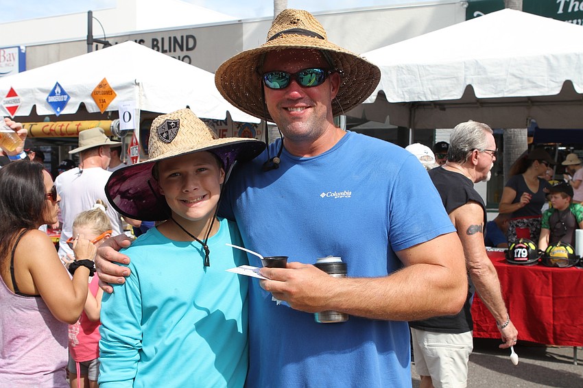 Jarred and Leonard Furst wore matching sun hats