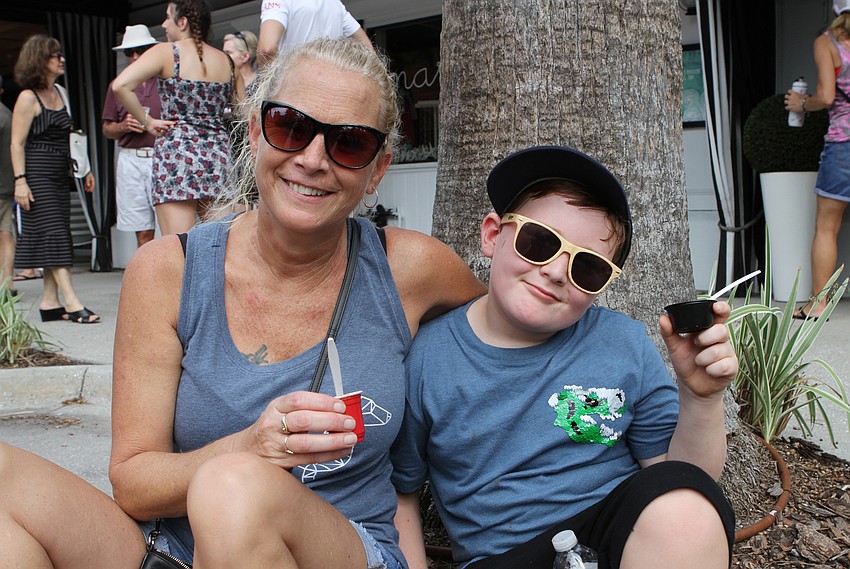 Sheila Goodreau and Connor Adams took a moment to rest.