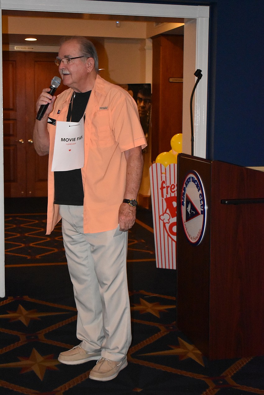 Commodore Curtiss Schantz, a.k.a. Movie Fan, addresses the crowd.