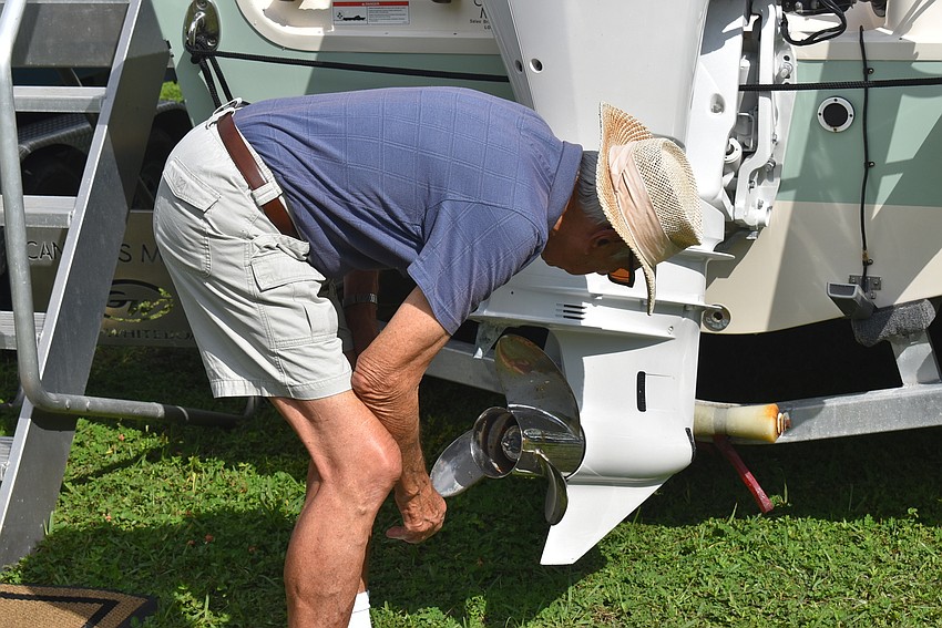Don Nardone checks out a propeller.