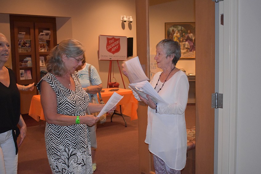 Susan Cherry accepts a program from DK Dial.