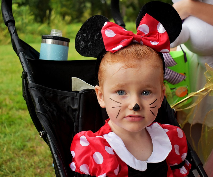 Irie Brunner, 3, dresses as Minnie Mouse.