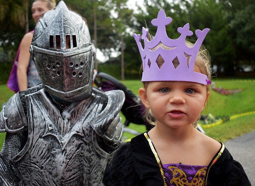 John,3, and Delores Kinahan, 2, dress as a night and and princess.