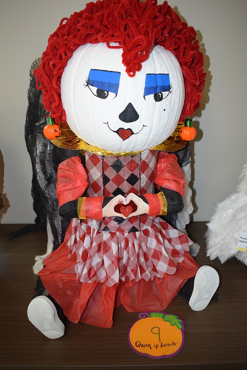 The Queen of Hearts pumpkin won in the Funniest Pumpkin category.