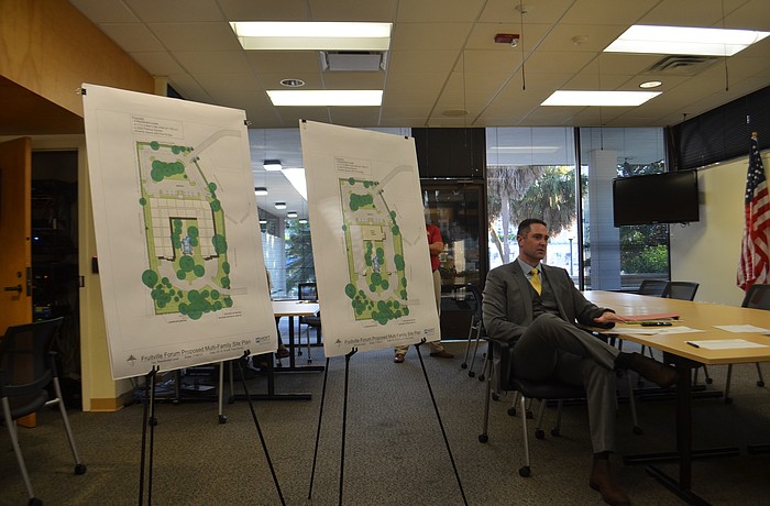 Matthew Brockway discusses plans for the Fruitville Forum project at a community workshop at City Hall on Thursday, Oct. 24.