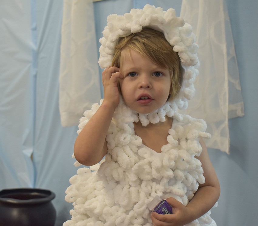 Lyndon Cox, 2, dresses as a sheep for Halloween.